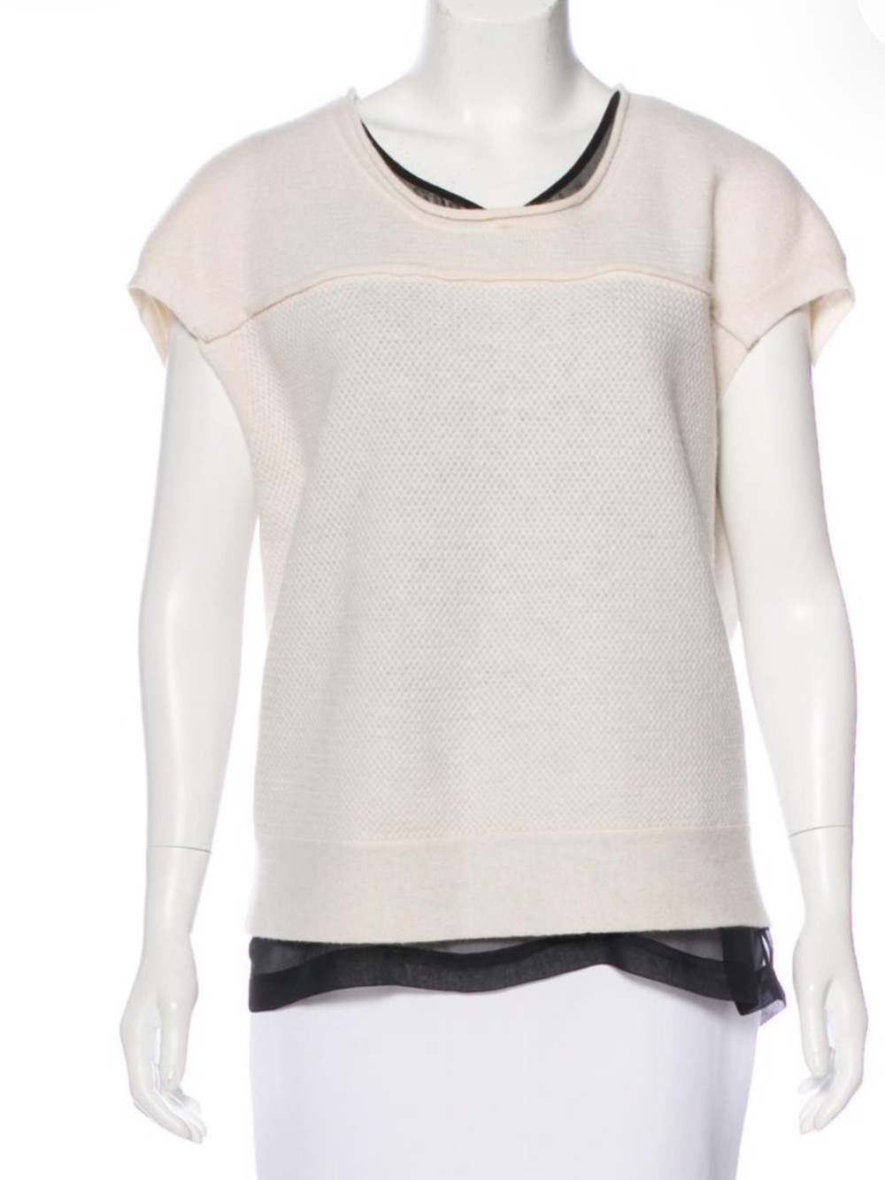 Robert Rodriguez Ivory Wool Blend Layered Knit Top Small